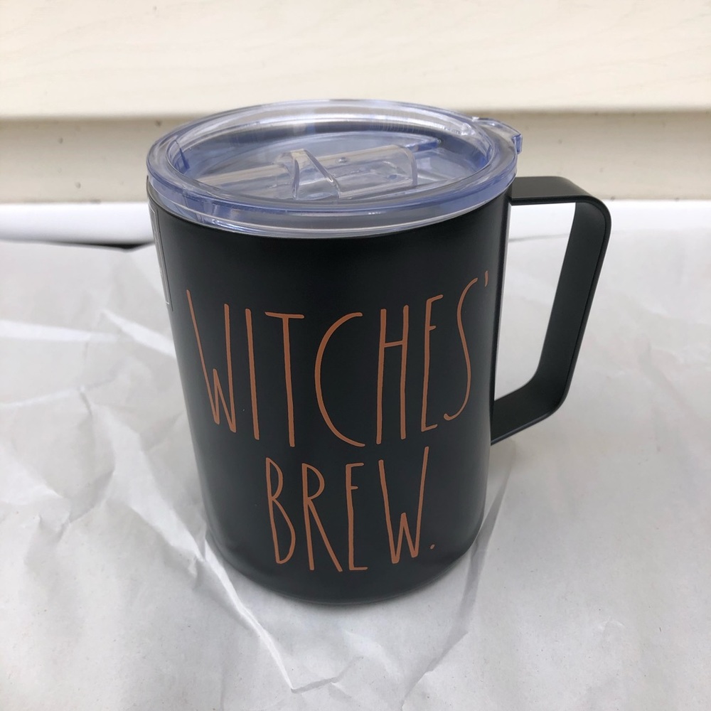 Rae Dunn black “WITCHES’ BREW” coffee cup with lid